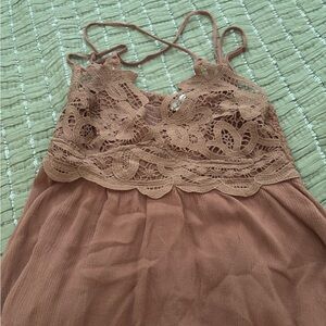 Dry Goods Brown Lace Tank Top
